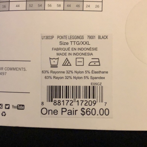 HUE XXL Black Leggings / BRAND NEW TAGS ATTACHED / Smoke free home - Picture 3 of 4